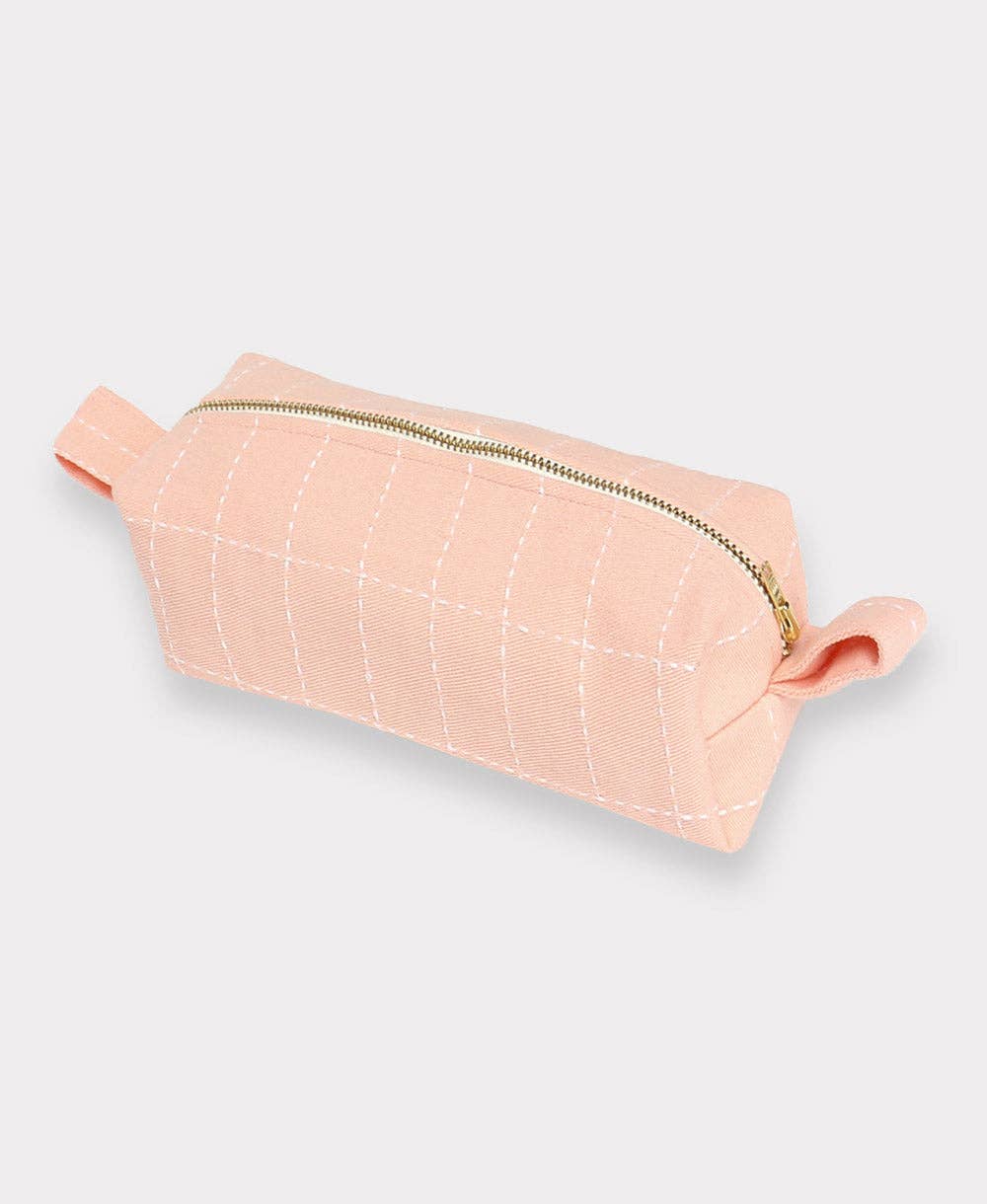 Small Grid-Stitch Toiletry Bag- Pink Bags Anchal   