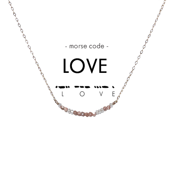 Morse Code Dainty Stone Necklace // Love Necklace Ethic Goods   