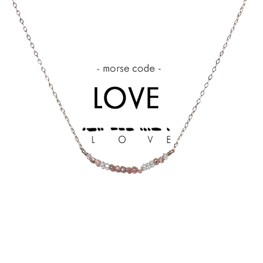 Morse Code Dainty Stone Necklace // Love Necklace Ethic Goods   