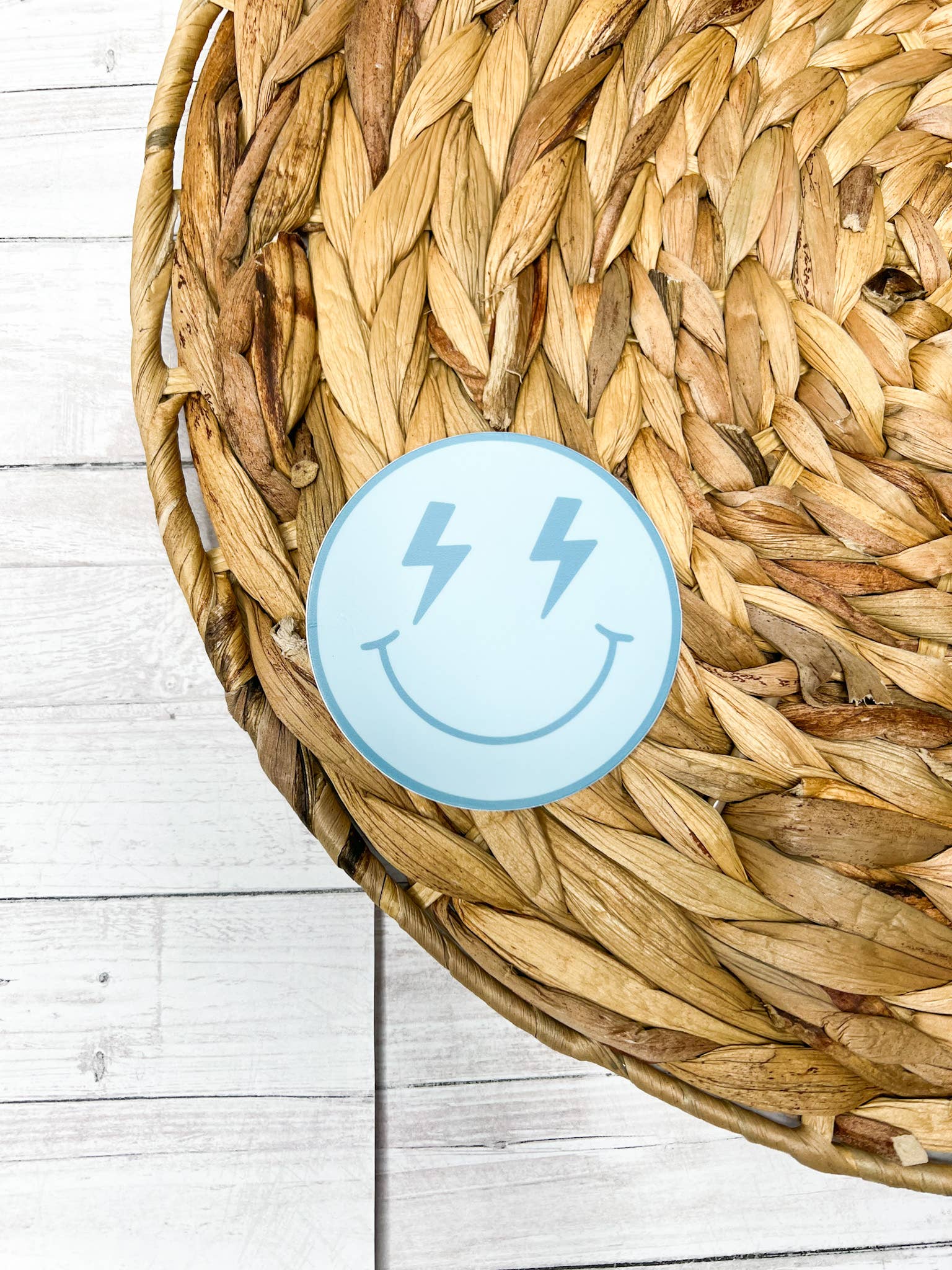 Blue Lightning Face Sticker Home Goods Olivia Jean Boutique   