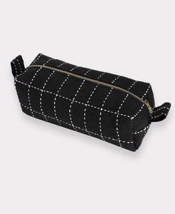 Small Grid-Stitch Toiletry Bag - Charcoal