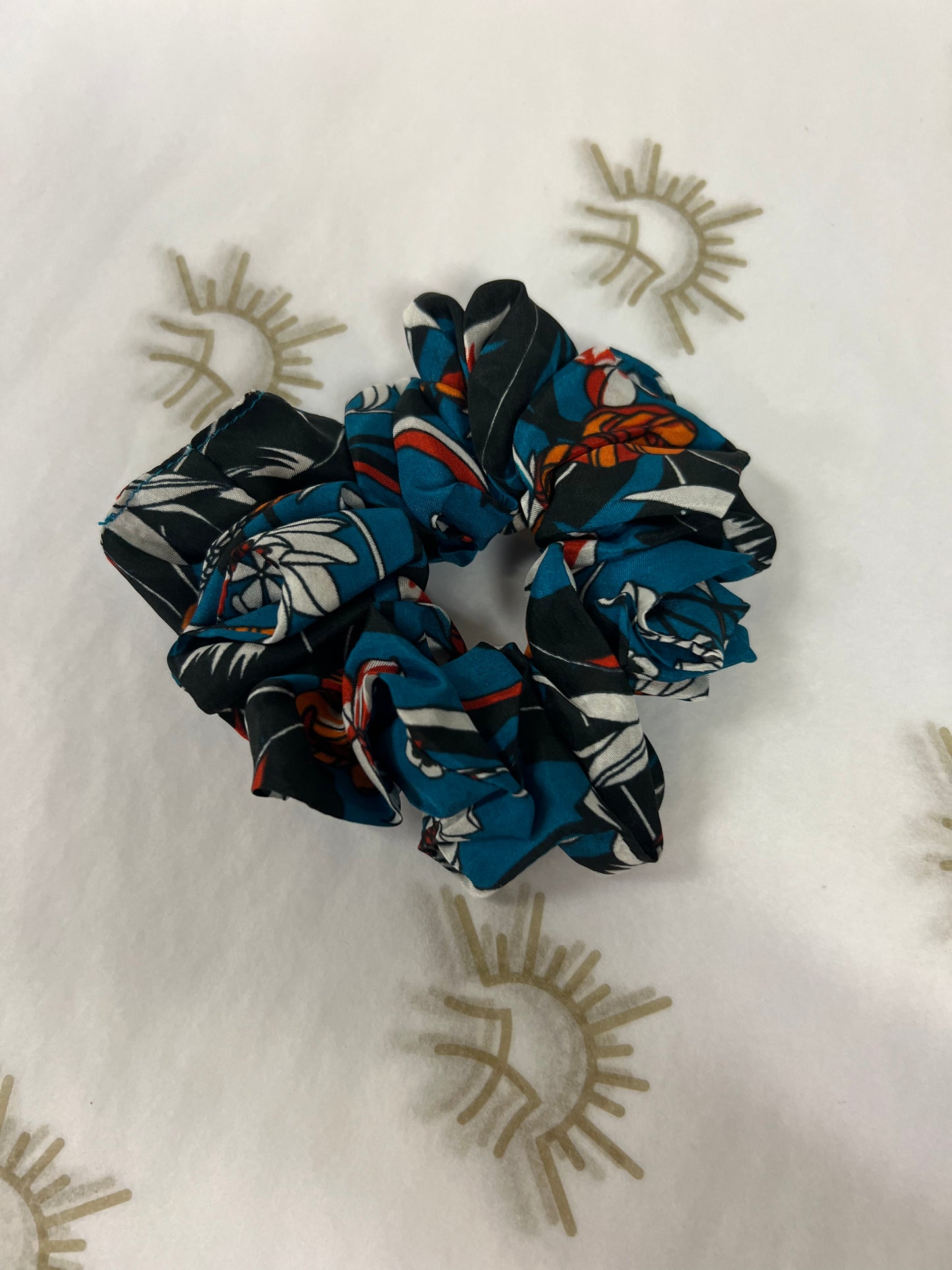 Silk Scrunchies  Maison Soleil Blue floral  